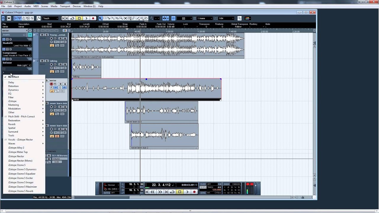 Cubase berikut screenshotnya